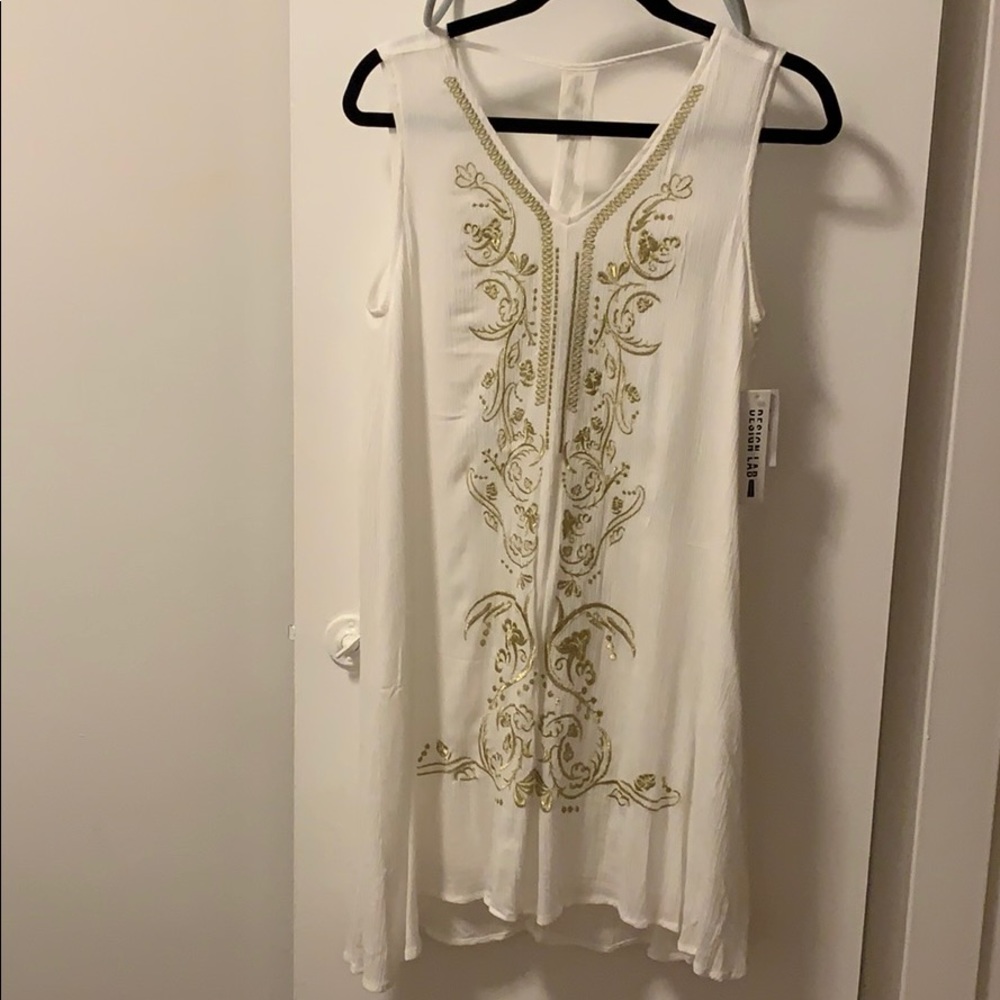 White Dress with Gold Embroidery by Design Lab